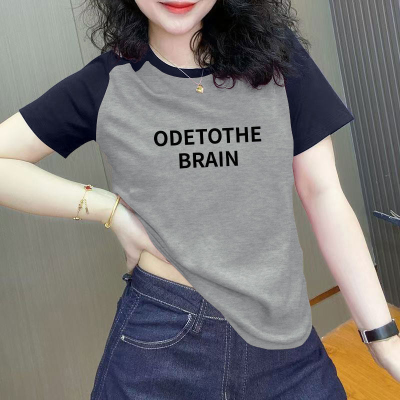 纯棉短袖t恤女夏装新款洋气印花