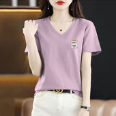 T恤女新款 夏季 气质简约宽松潮流韩版 高品质纯棉女短袖 上衣体恤衫