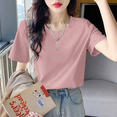 100%纯棉圆领短袖T恤女
