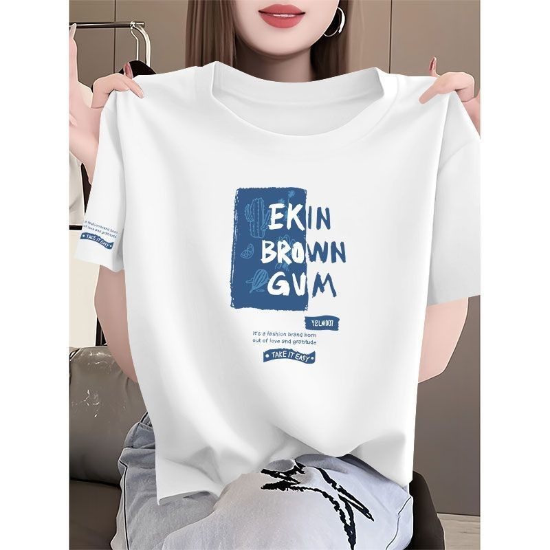 夏季爆款纯棉短袖圆领T恤女