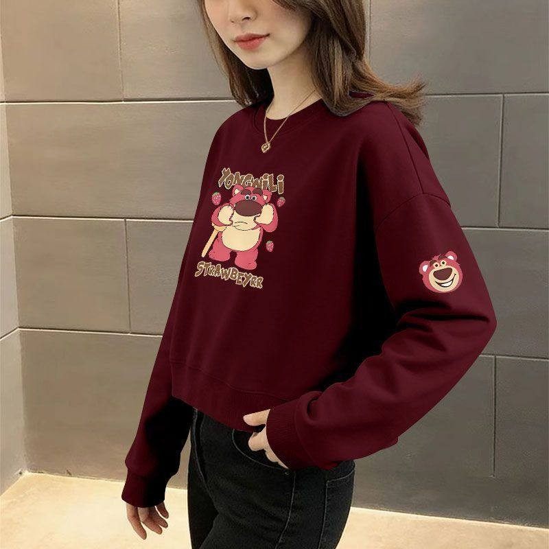 秋冬时尚短款加绒加厚纯棉卫衣女韩版宽松遮肉显瘦印花小个子外套