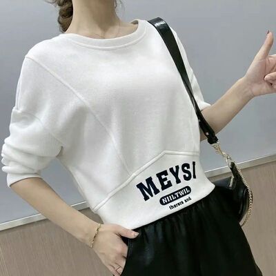 短款卫衣女高腰百搭韩版宽松时尚收腰显瘦秋季新款圆领休闲上衣服