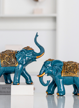 新中式家居客厅电视柜摆件招财花开富贵大象高档轻奢手工艺品装饰