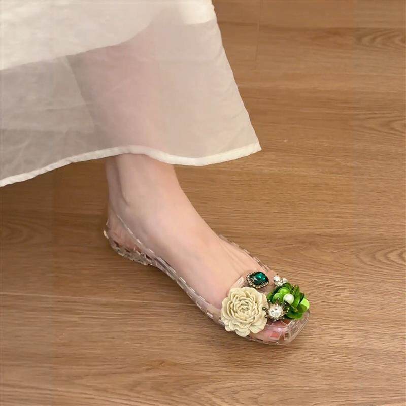 水晶鞋成人女士透明果冻鞋夏季外穿绝美不累脚凉鞋防滑镂空洞厂家
