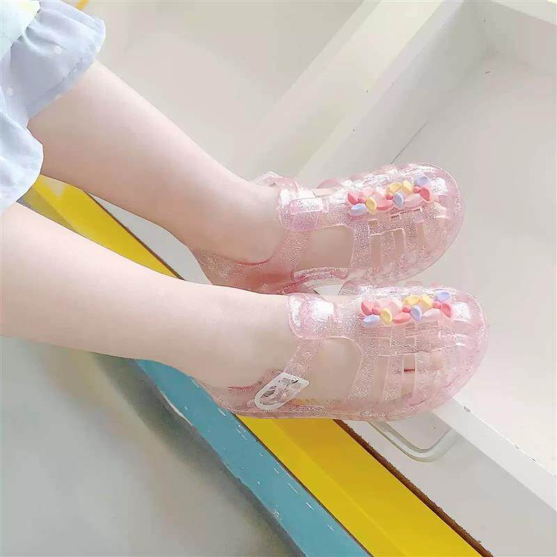 2024新款果冻水晶凉鞋女孩潮包头夏季软底女童中童凉鞋可爱小厂家