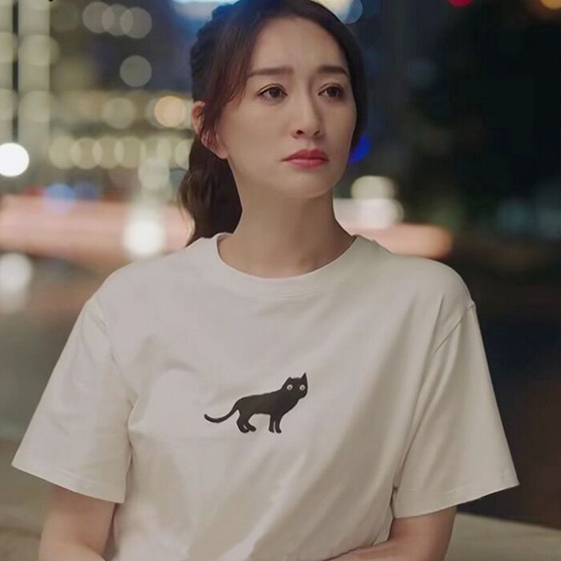 烟火人家孟以安李小冉同款t恤白色纯棉短袖女半袖上衣服潮打底衫