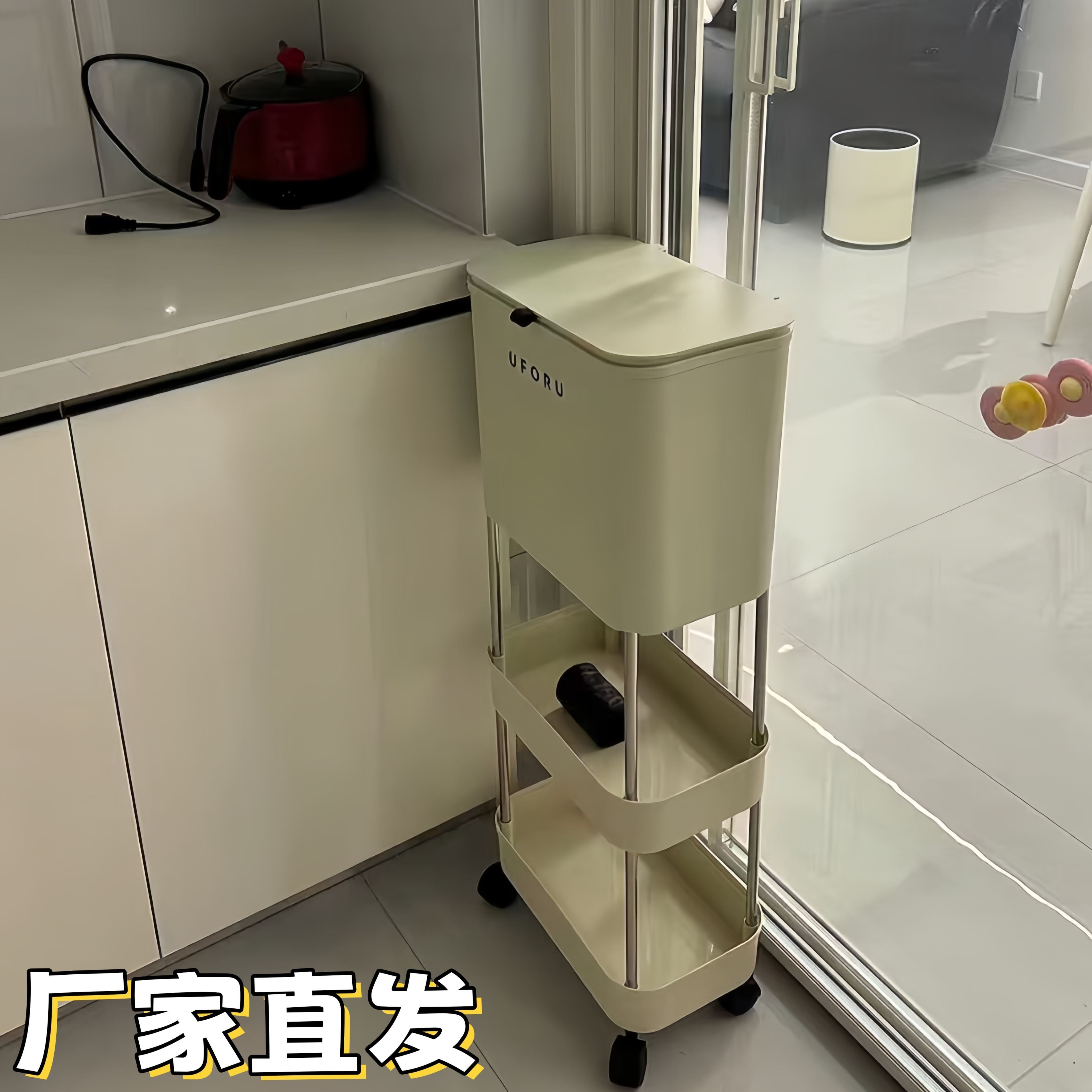 厨房垃圾桶家用新款加高可移动轮免弯腰专用高脚大号大容量卫生桶