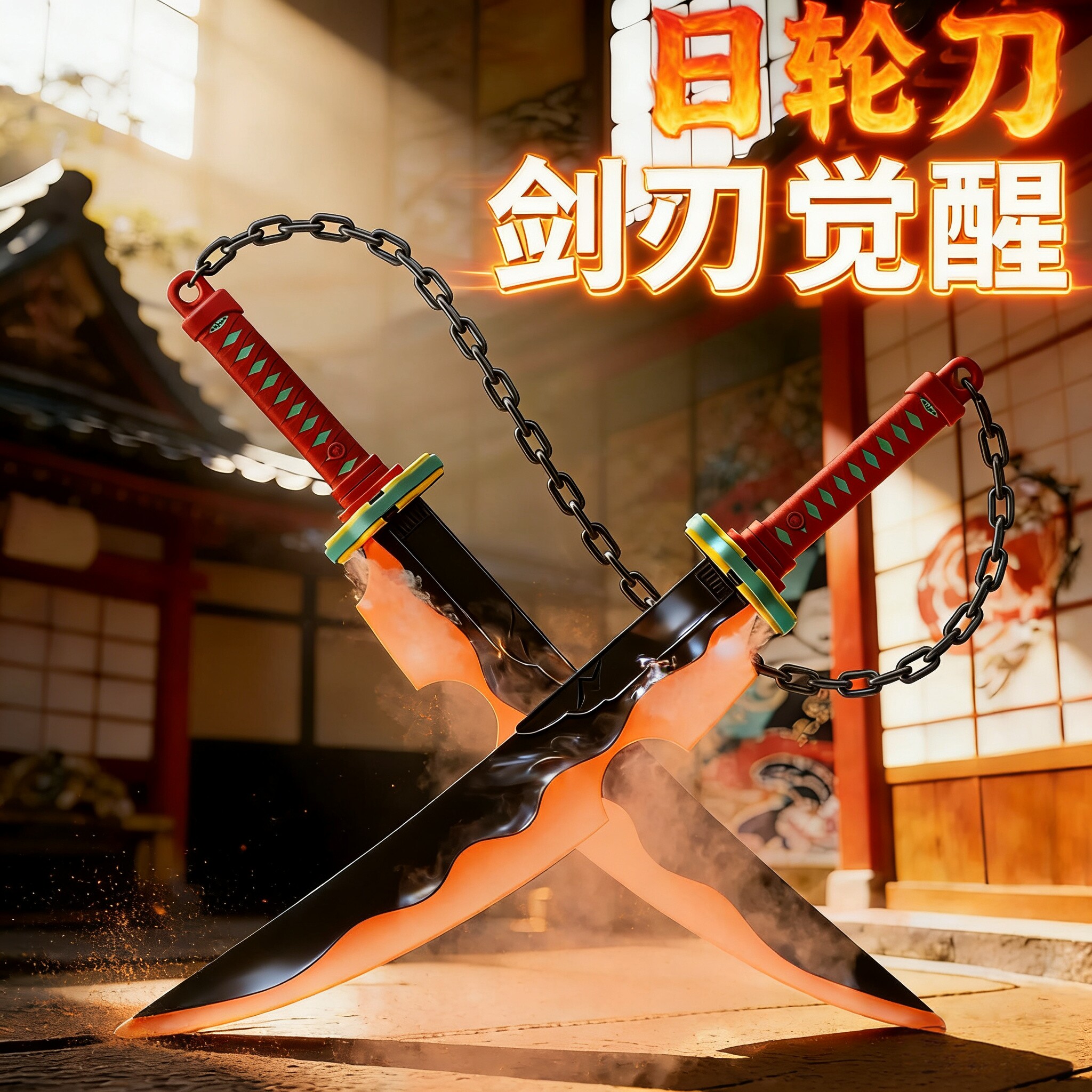 鬼灭之刃周边音之柱双刀光剑日轮刀炫酷发光喷雾儿童玩具生日礼物