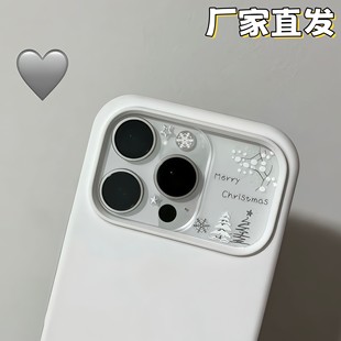 秒变17promax适用于苹果手机壳贴纸圣诞雪花麋鹿装 饰立体镜头贴纸