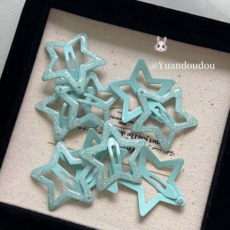 ins薄荷曼波滴油细闪星星发夹bb夹碎发元气刘海夹发卡侧边夹发饰