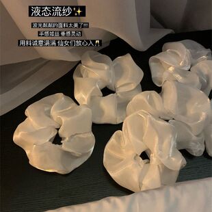 松弛主义白色珠光发圈法式大肠发圈高级马尾仙美简约ins气质发绳