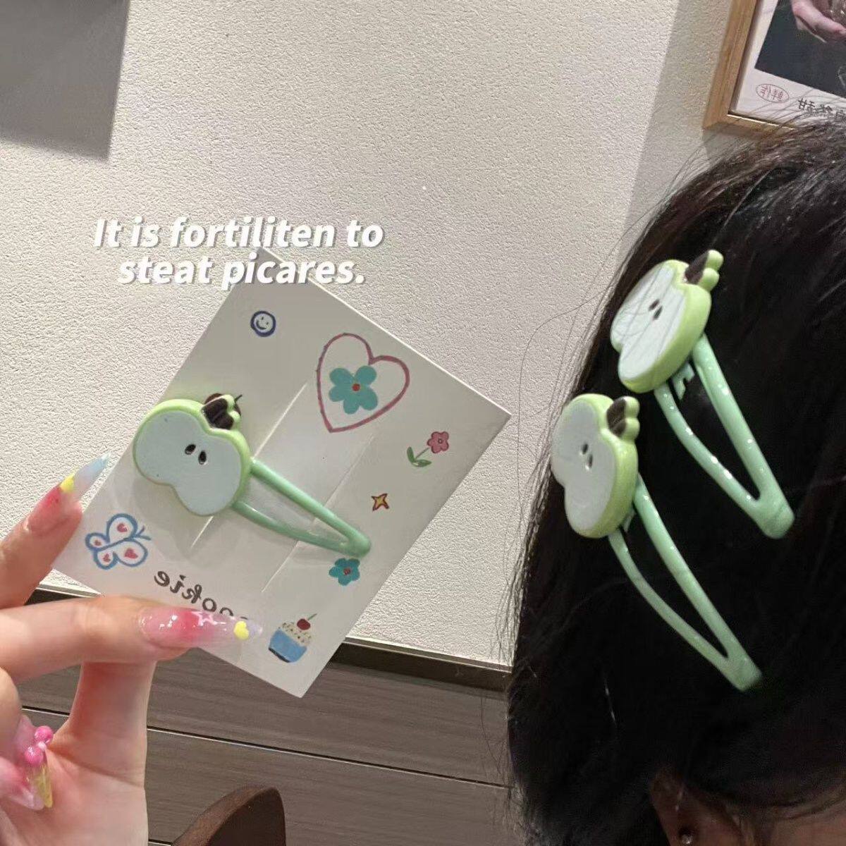 小熊摘星星 | 可爱仿真小苹果发夹童趣少女心红色水果碎发边对夹