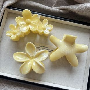 超仙鸡蛋花抓夹晕染花朵发夹后脑勺盘发鲨鱼夹海边度假风拍照发饰