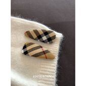 罗小辛复古小香时髦英伦卡其格子bb夹发夹高级感刘海夹侧边夹发饰