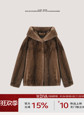 【流金】芬兰进口皇冠级短二连帽插肩袖水貂外套54C243146