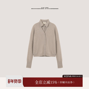 【沙念】双股羊绒polo领无袖马甲+V领开衫外套53Z223132