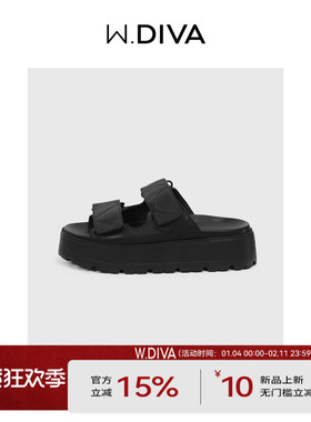 魏老板【山雾】羊皮革舒适耐穿百搭时尚厚底魔术贴拖鞋51X101713