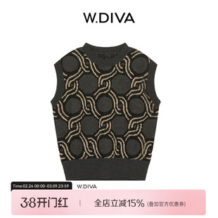 【几何诗行】绵羊毛羊驼毛马甲圆领套头针织提花53C182468