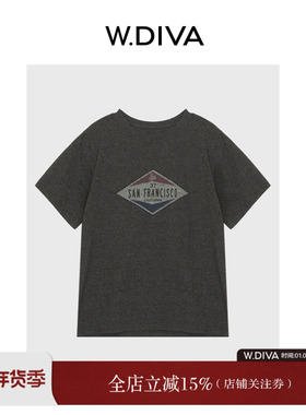 【灰菱印花T】雪花棉T恤美式复古印花短袖松弛感女53T242864