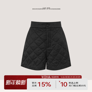 54K183404 秋冬夹棉高腰休闲通勤显瘦菱格短裤 文艺菱格