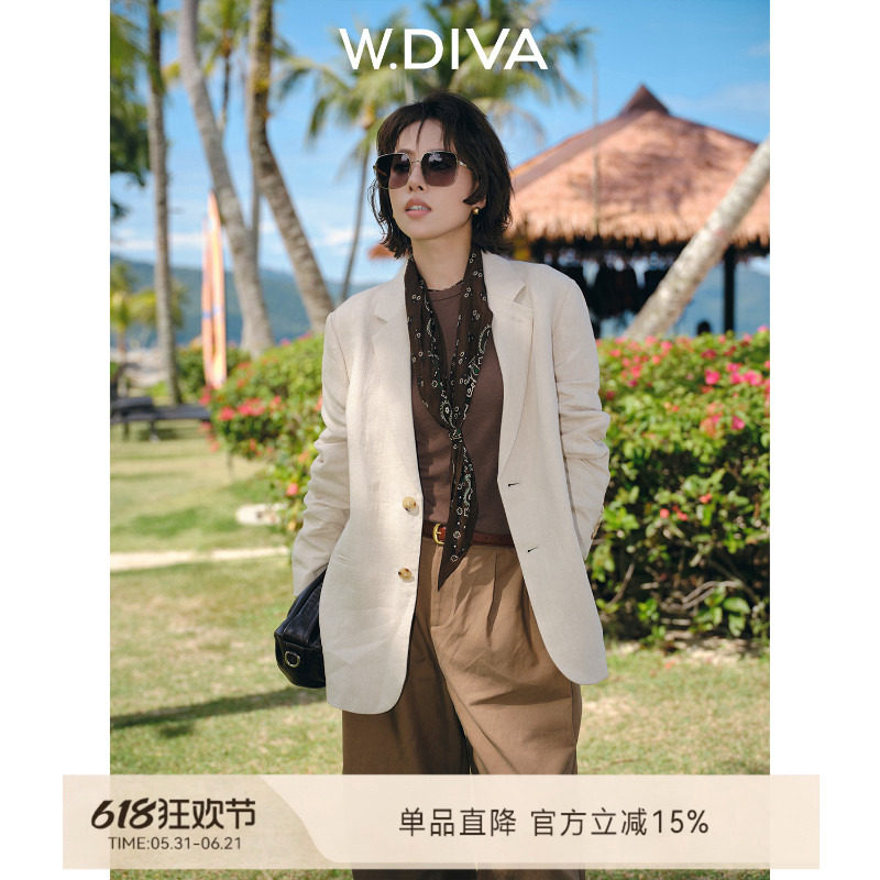 W.Diva【清风】老钱微落肩平驳领汉麻西装外套DWASWL0080魏老板