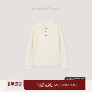 【知性绞花】山羊绒羊毛绞花半门襟POLO领长袖毛衫54Z063065