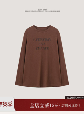 魏老板【现货】百搭做旧字母印花舒适长袖T恤慵懒风女53T072906