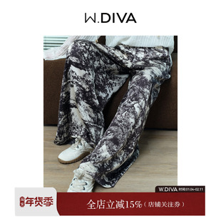 魏老板【维港月夜】花色直筒裤春季时尚松紧腰休闲长裤51K161767