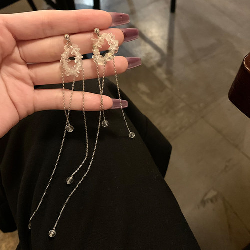 showdigu水晶流苏耳环
