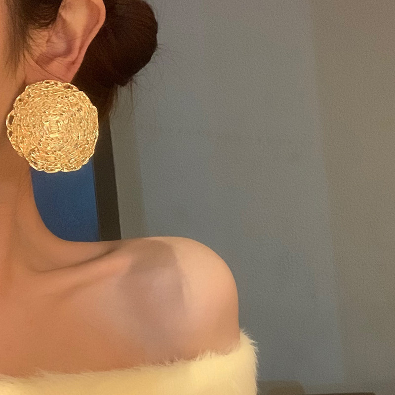 欧美复古气质金属编织圆圈耳环高级感夸张冷淡风耳钉个性网红耳饰,饰品/流行首饰/时尚饰品新,耳环,淘宝优惠券,粉丝福利购,淘宝优惠卷