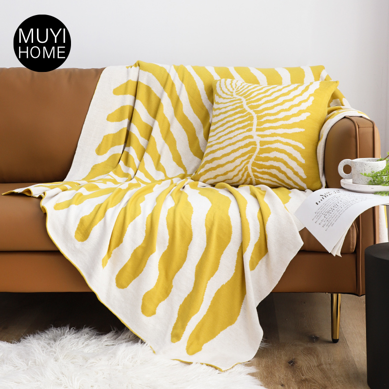 MUYI HOME叶子休闲针织毯北欧ins风沙发盖毯床尾毯夏季空调毛毯子