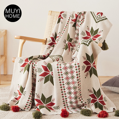 MUYI HOME波西米亚风纯棉毛毯客厅沙发毯盖毯全棉毯子民宿床上用