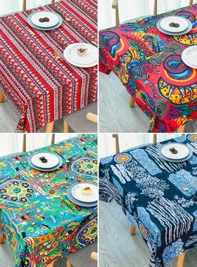 餐桌布 Tablecloth printed cotton linen table cloth rectangle