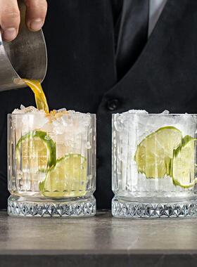 Vertical Stripe Glass Cup - Whiskey Tumbler Drinking Glasses