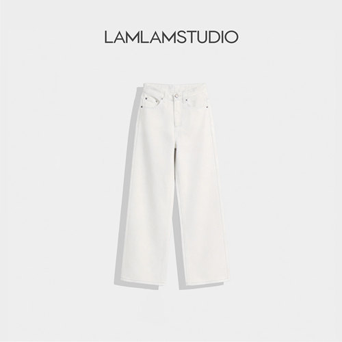 “殿堂工匠”纯棉水洗极简风高腰百搭休闲牛仔裤 LAMLAM L260216K