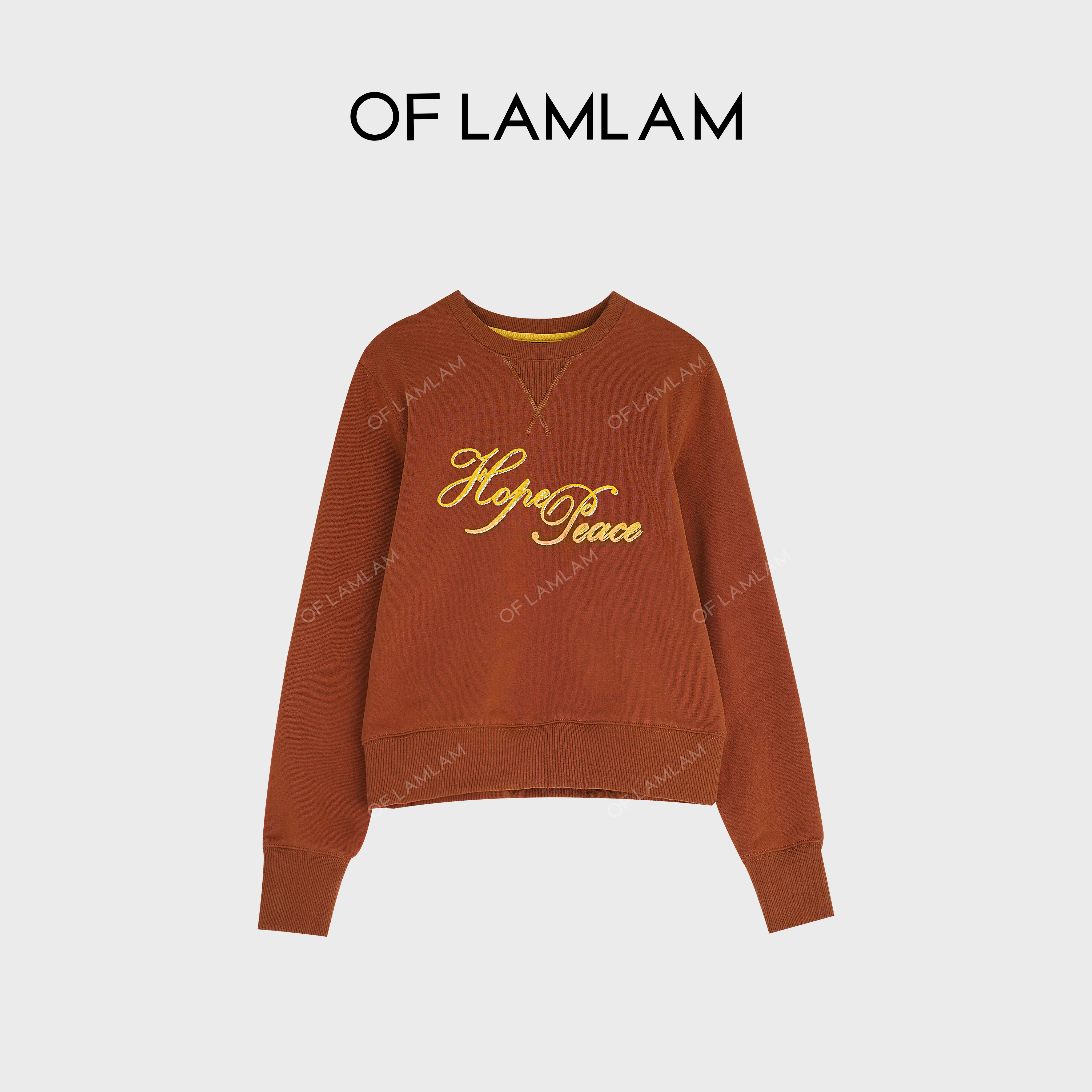 “链绣趣味”双色叠绣字母纯棉休闲风微松卫衣 LAMLAM M25T8059