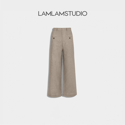 “斜纹亚麻”【亚麻+棉】棉麻简约双口袋直筒 张一琳 L256667K