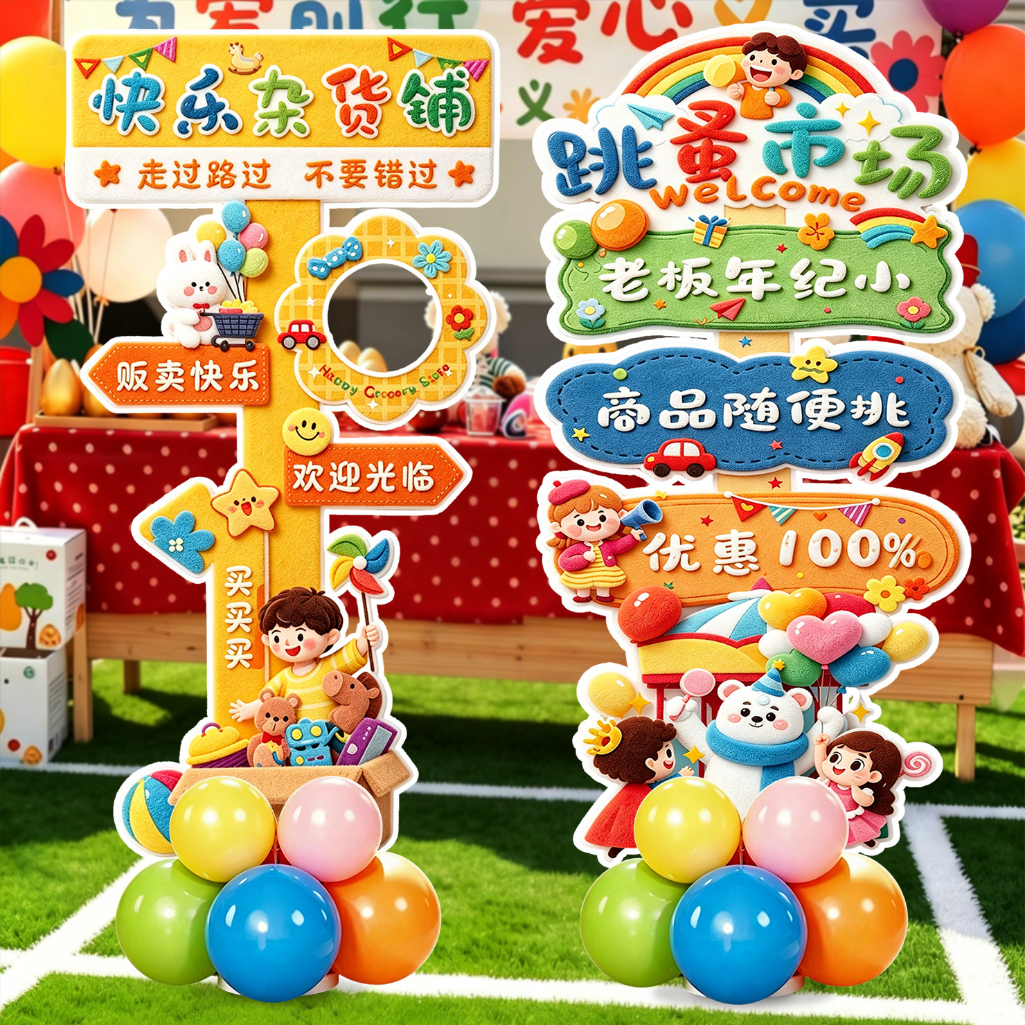义卖摊位装饰布置小学幼儿园儿童跳蚤市场爱心kt板广告牌迎宾展板