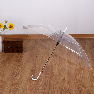 创意小清新长柄透明伞 彩色直杆透明雨伞自动 logo广告礼品伞
