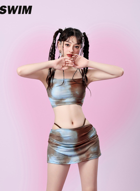 WESWIM泳衣女款比基尼分体抹胸吊带性感裙式海边沙滩泡温泉新款