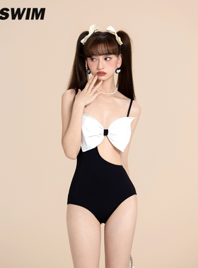 比基尼泳衣女新款小众连体小胸性感镂空吊带bikini设计感纯欲甜酷