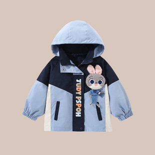 DeerBell女童外套秋冬装朱迪兔子警官衣服巨好看儿童冲锋衣春秋款