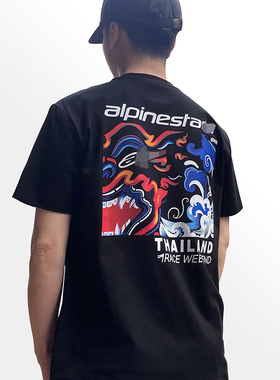 a星泰国元素主题赛车黑色短袖潮流休闲骑行圆领T恤摩托机车索罗娜