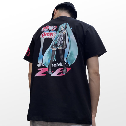 SHOEI X 初音未来联名短袖T恤二次元动漫周边机车摩托机 Z8头盔