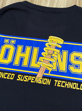 ohlins奥林斯减震器赛事避震周边热卖夏季休闲印花圆领短袖衣服