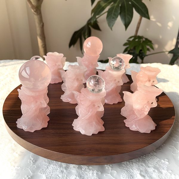 原石雕刻水晶座座底托天然球底座球子仙饰品摆件座粉晶粉晶球粉晶