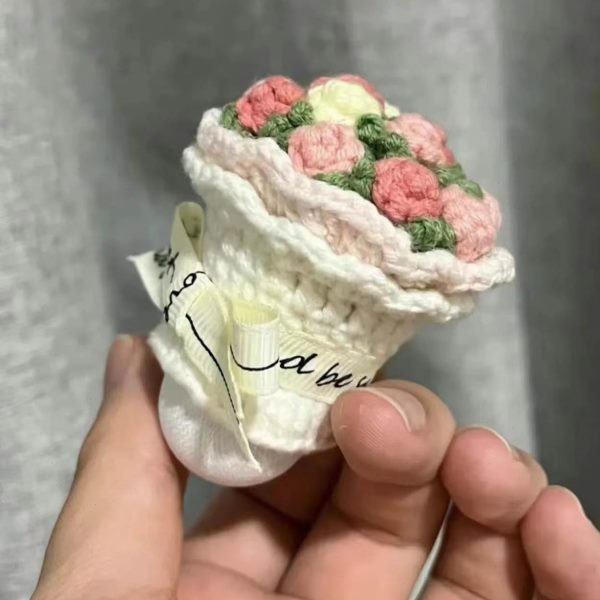 挂件手工礼物子搭玫瑰花手捧花球羽毛球diy