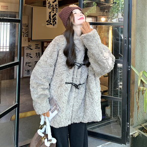 【大量现货】【主推款】立领牛角扣羊羔毛外套女冬B80-P200-K298