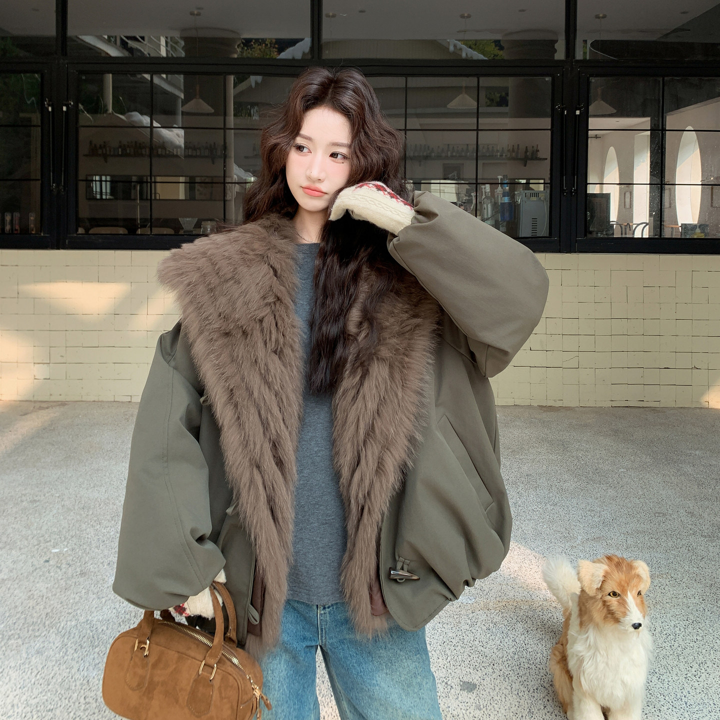 【有现货】【真狐狸毛】时尚加厚50绒派克羽绒服女8997-P355-K528，女装羽绒服，浙宝176（原073）