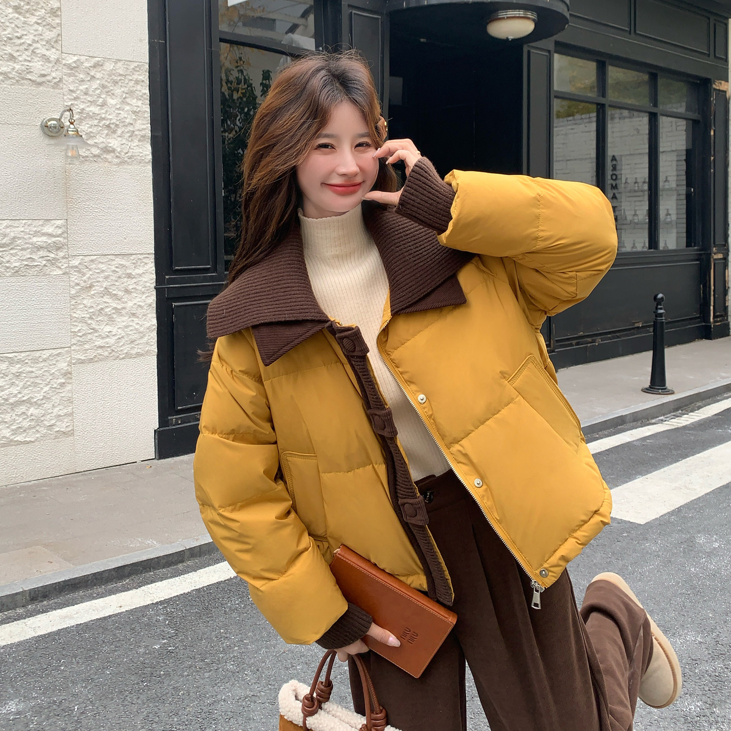 【有现货】【主推款】时尚针织拼接90羽绒服女短款8998-P295-K448,女装羽绒服,浙宝176（原073）